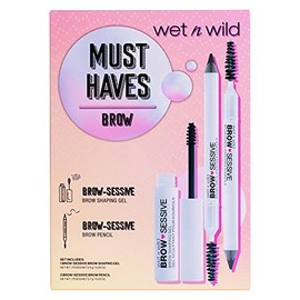 Wet n Wild Kit de cejas imprescindible, lápices de cejas, cepillo de carrete, gel transparente para cejas