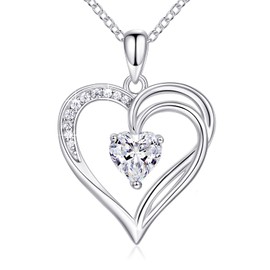 925 Sterling Silver Necklace for Women Heart Necklace Birthstone Necklaces for Women Jewelry Christmas Gifts for Women Girlfriend