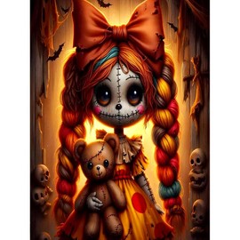 Gothic Diamond Art Kits for Adults, Bear Diamond Painting Kits for Adults, DIY Round Full Drill Diamond Dot, Gothic 5D Diamond Painting for Adults, Crystal Art Gem Art for Home Decor 12x16inch