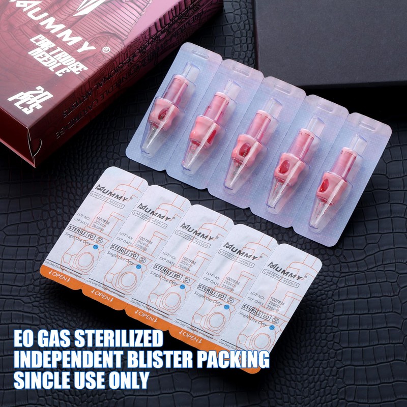 Mummy PN-1209RM Tattoo-Patronen-Nadeln, sortiert, Einweg, gebogen, Magnum #10, L-Taper Bugpin