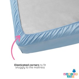 Junior Joy Cot Bed Fitted Sheets, 100% Cotton, Oeko-Tex Standard 100, Soft and Breathable, 70 x 140cm, for Baby and Toddler, Pack of 2 - Blue