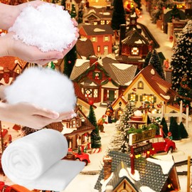 hatisan 3 PCS Fake Snow Decoration, Fluffy Snow Blanket, Artificial Snow, Flocking Powder for Christmas Village Accessories Christmas Decorations Winter Decor
