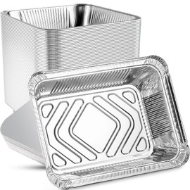 Aluminium Foil Trays with Lids 25Pcs, No2 Size Disposable Foil Containers with Extra Strong Lids, Sturdy Reusable Foil Dishes with Lids Takeaway Containers for Food Storage, Baking, Lunch, and Party