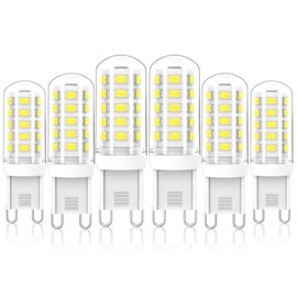 G9 Dimmable LED Light Bulbs, 40W Halogen Equivalent, Chandelier Ceiling light bulbs, 4W G9 Bulb 400 LM AC 120V for Chandelier Wall Pendant Lighting Lamps No-Flicker LED Bulb Daylight White 6000K, 6PCs