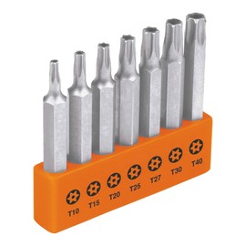 Truper P7-20TS, Punta para desarmador, Torx con seguro, largo 2", juego de 7 puntas