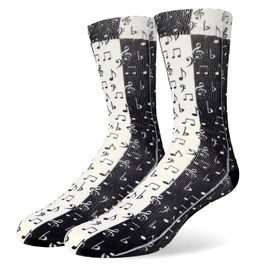 Benefeet Sox Mens Womens Funny Crazy Socks Novelty Music Socks Music Themed Gifts Boys Cool 3D Printed Patterned Basketball Tube Socks Unisex Funky Designer Socks Gift for Music Lovers, Music Notes