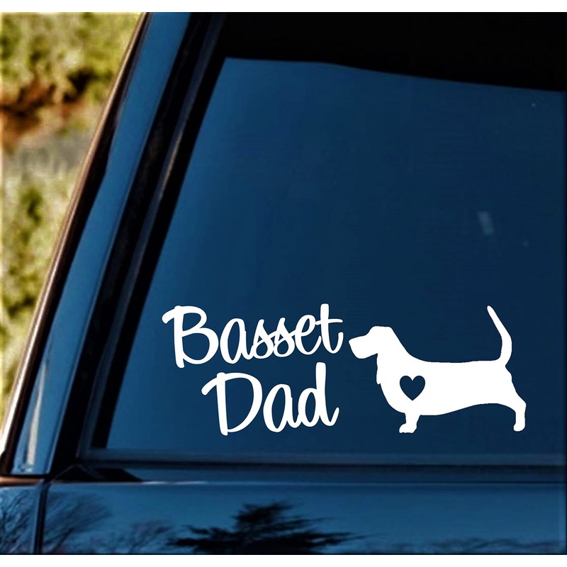 Basset Hound Dad Decal Sticker for Car Window BG 673A