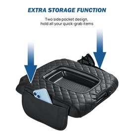 JOYTUTUS Center Console Cover Compatible with Silverado Sierra 2014-2018 Jump Seat, Leather Arm Rest Armrest Cover for Car, Durable Middle Console Cover Replacement for Trucks, with 2 Pocket