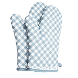 SOGIBUR Oven Mitts-2 Pcs Set-Cotton Kitchen Gloves,Baking Gloves for Cooking Barbecue Heat Resistant (Blue)