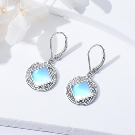 enjoylifecreative Moonstone Earrings for Women 925 Sterling Silver Filigree Moon Stone Dangle Earrings Boho Jewellery Gifts for Mom Daughter Wife