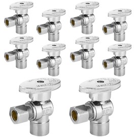 HeSun 10-PCs Angle Stop Valve, 1/2" Sweat x 3/8" OD Compression Angle Stop, 1/4 Turn Shut Off Valve for Bathroom