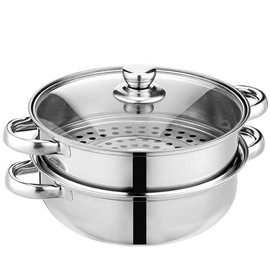 Lcilent - Olla de vapor para cocinar [Gran Capacidad] Olla de vapor de 11.8 pulgadas, Olla de vapor de acero inoxidable 18/8 de 2 niveles...
