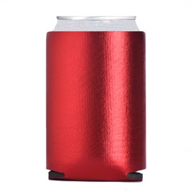 Can Cooler Sleeves Blank Poly Foam - Collapsible DIY Customizable for Parties Weddings Bulk (25, Metallic Red)