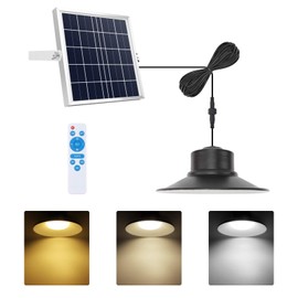 Solar Lights Outdoor, NIORSUN LED Solar Pendant Light 3000K|4000K|5000K| Dimmable Lighting with Remote Control, 16.4ft Cable IP66 Waterproof for Patio, Garage, Camp, Chicken Coop, Shed Barn