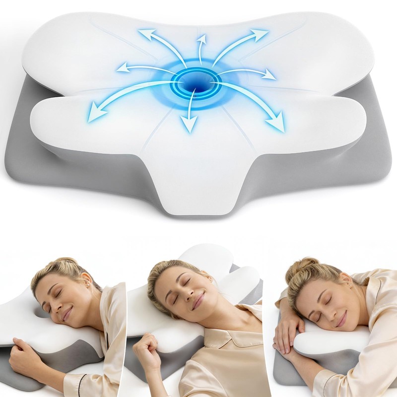 SANSWAN Neck Therapy Pillow for Sleeping, Ergonomic Foam Pillow for