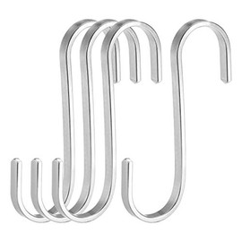 uxcell Stainless Steel S Hooks 3 inches Flat S Shaped Hook Hangers for Kitchen Bathroom Bedroom Storage Room Office Outdoor Multiple Uses 4pcs