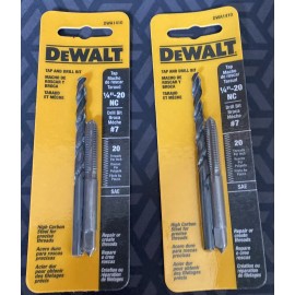 DEWALT 2 PACK DeWalt DWA1410 1/4"-20 NC Tap Set with Drill Bit (4pcs Total)