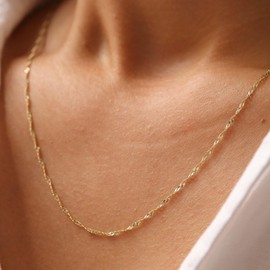 HARJJME Kette Silber 925 Damen Frauen 14K Vergoldete Chain Halskette Silberkette 925 Ohne Anhänger Gold Silber Singapurketten Charm Choker Wasserfest Stapelbare Schmuck Geschenke