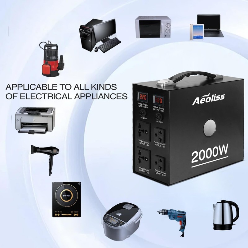 AEOLISS Voltage Converter Transformer 110V to 220V/220V to 110V International
