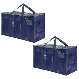 Extra Heavy Duty Large Moving Bags with Strong Zipper & Comfortable Handles, Sturdy & Durable Clothes Storage Bags Totes Bins, Dark Blue Packing Moving Boxes (2-pack)
