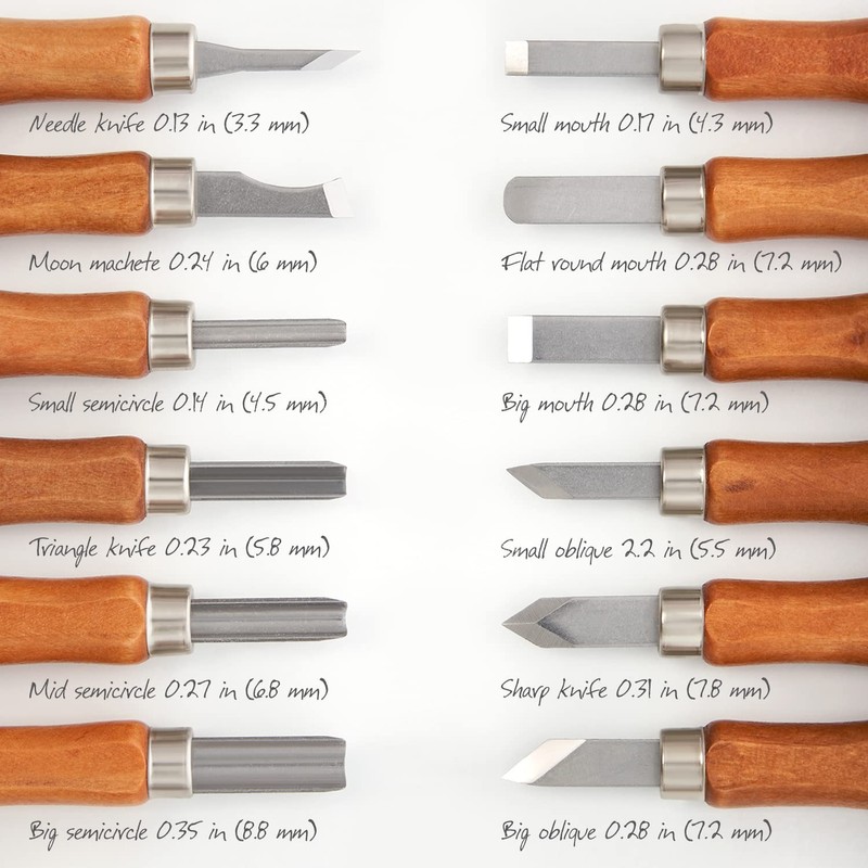 Arteza Wood Carving Tools Kit, 12 Cherry Wood Carving Tools