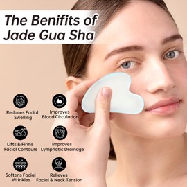 Olaemuo Opal Gua Sha and Face Roller, Real Jade Gua-Sha Stone Facial Tools Set for Reduce Puffiness, Body Guasha Tool for Relieve Neck Tension, SinkCare Beauty Massager as Present for Women,Opal