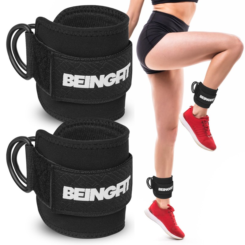 Beingfit [Heavy Duty] Ankle Strap - Perfect for Cable Machines,