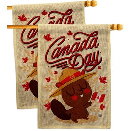 Ornament Collection Dominion Day Burlap House Flag 2 pcs Pack Canada Canadian Territories Region Country Particular Area Decoration Banner Small Garden Yard Gift Double-Sided, Made in USA