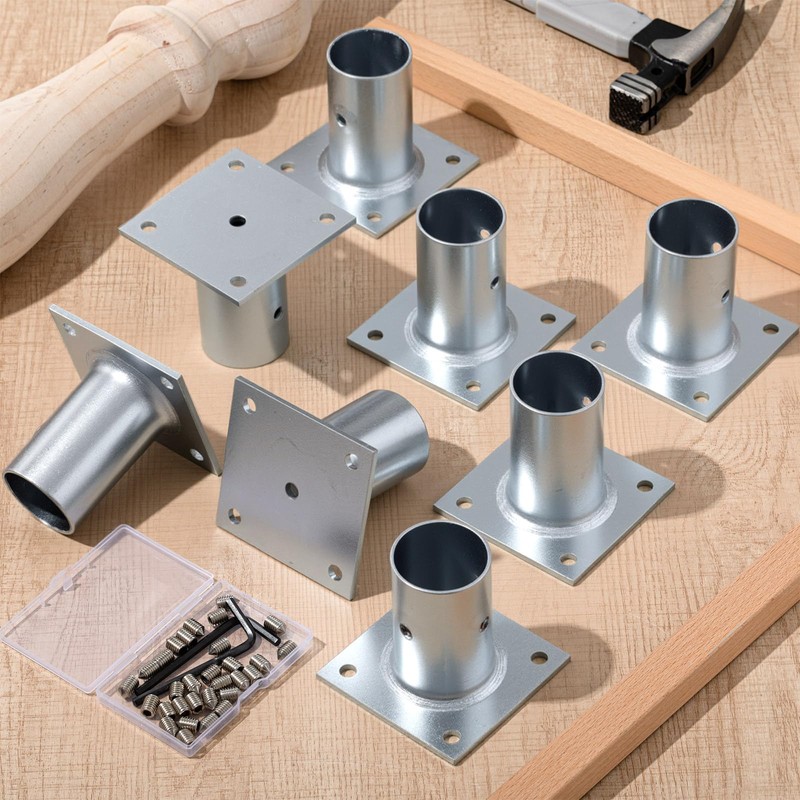 Blulu 8 Pack Galvanized Steel Flange Oblong Base for 1-5/8