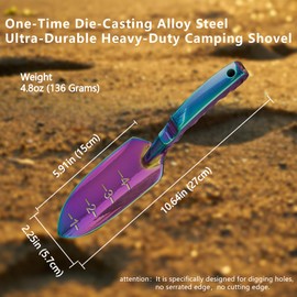 Outdoors Backpacking Shovel, Portable Alloy Steel Trowel with Longer Handle, Heavy Duty 4.8 oz(136 Grams), Essential for Backpacking, Camping, Hiking, Colorful