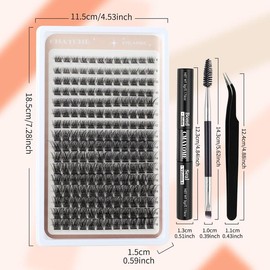 Natural Look Eyelash Extensions, 1 Box Individual False Eyelashes with Eyelash Tweezers & Glue & Brush, Eye Makeup Enhancement Tool for Women & Girls
