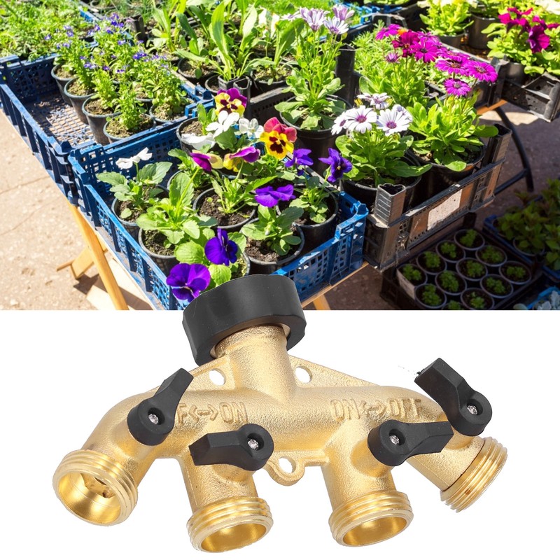 G3/4 4‑Way Water Hose Splitter Garden Hose Adapter Watering Connector