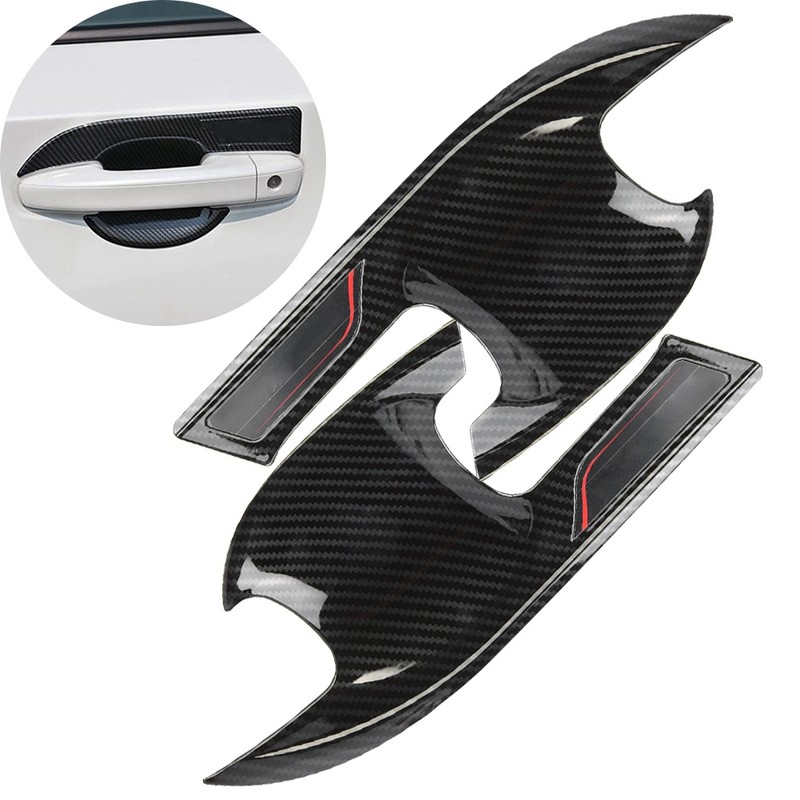 4pcs Carbon Fiber Style External Outer Door Bowl Handle Cover