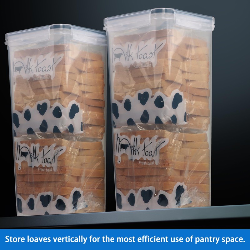 Tiawudi 2 Pack Bread Box, Plastic Bread Container, Bread Storage