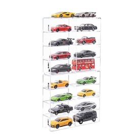 Hot 1/64 Scale Matchbox Wheels Toy Car Display Case Holds 32 Toy Cars Storage Organizer，Dustproof，Clear Matchbox Toy Car Display Box 6.5 X 7.5 X 1.6 inches 4pcs (2PCS(16 Slots))
