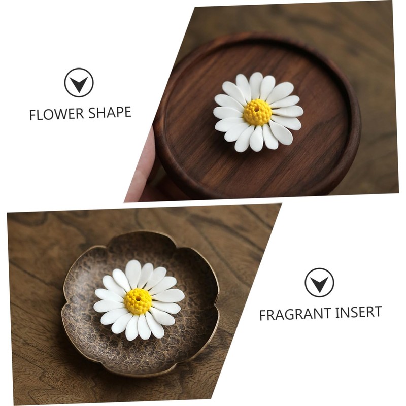 Levemolo Ceramic Incense Holder Beautiful Daisy Design for Study Bedroom