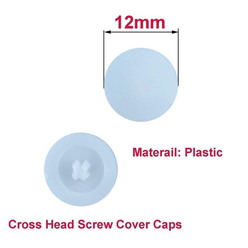 Qrity 50PCS White Screw Cover Caps, Diameter 12MM Plastic Cross