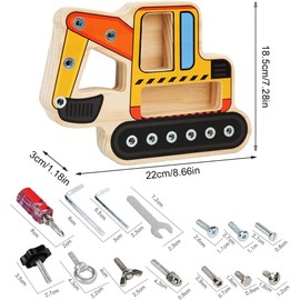 SKJJL Montessori Toy, Montessori Wooden Screw Board, Digger Children 2 Years, Montessori Toy from 2 Years, Wood Screws Children's Toy
