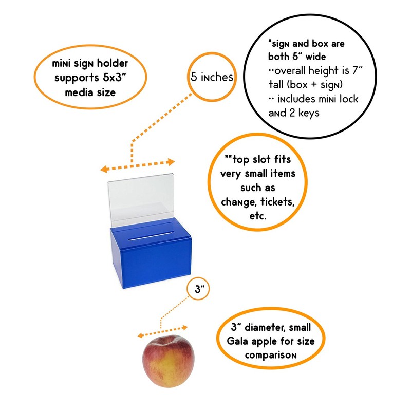 Blue Donation Box w/Sign Holder and Lock