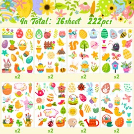 Happy Easter Stickers for Kids, 16 Sheets Cute Easter Egg Bunny Carrot Stickers for Scrapbooking DIY Phone Diary, Easter Gift, Party Supplies Classroom Reward
