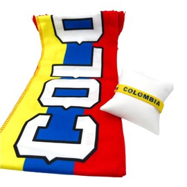 LESLIE BOULES Colombia National Team Fans Soccer 2 Piece Kit Copa America Scarf & Printed Rubber Bracelet