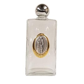 St. Peregrine Glass Holy Water Bottles, 8oz, 5", Made in Italy, 3-Count Value Pack