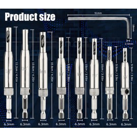 Self Centering Drill Bit Set, Be Compatible with 1/4 in VIX Bit Bosch Snappy Quick-Change Hex,Part #45300 Center Finding Drill Bit,Hinge Drill (Self Centering Drill Bit Set 17 pcs)