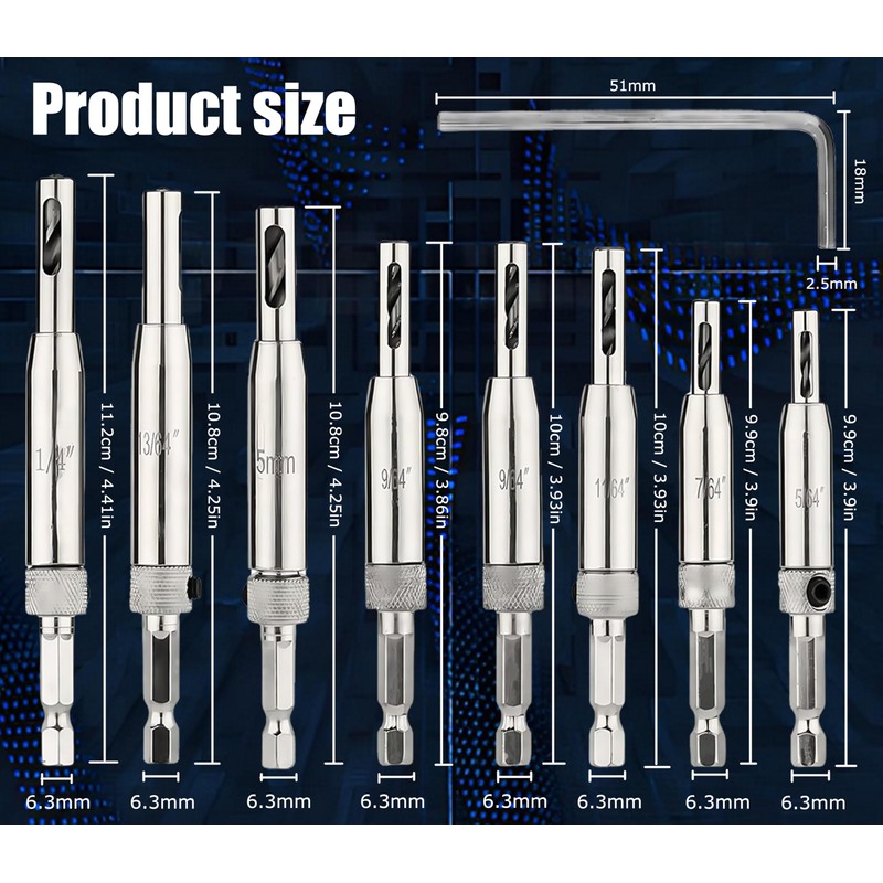 Self Centering Drill Bit Set, Be Compatible with 1/4 in