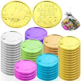 Caught Being Good Coins, Bulk Set of 100 Tokens, Classroom Behavior Incentives Coins Colorful Plastic Smile Face Handout Reward Coins School Teacher Reward and Prize Party Supplies
