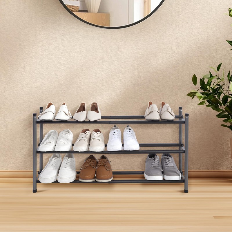 STORAGE MANIAC Expandable Shoe Rack, 12 Pairs Stackable Small Shoe