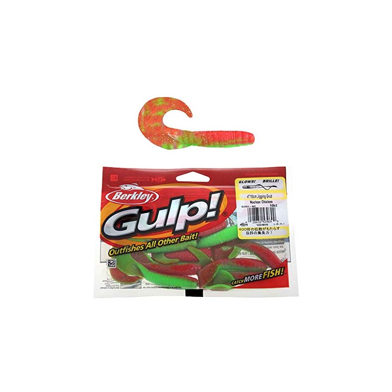 Berkley Gulp 4'' Jigging Grub Soft Bait Nuclear Chicken