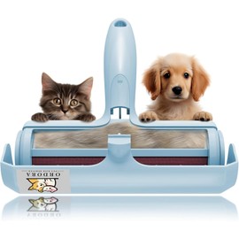 ORDORA Pet Hair Remover for Furniture/Bed, Reusable Dog Hair Remover Roller for Dog & Cat, Self-Cleaning, No Adhesive or Sticky Tape Needed, Perfect Fur Remover for Couch (Blue)