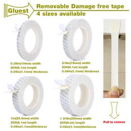 Gluest Damage Free Double Sided Tape 20ft, Removable Picture Hanging Strips Residue Free, Heavy Duty Mounting Tape, Wall Adhesive Strips Foam Roller