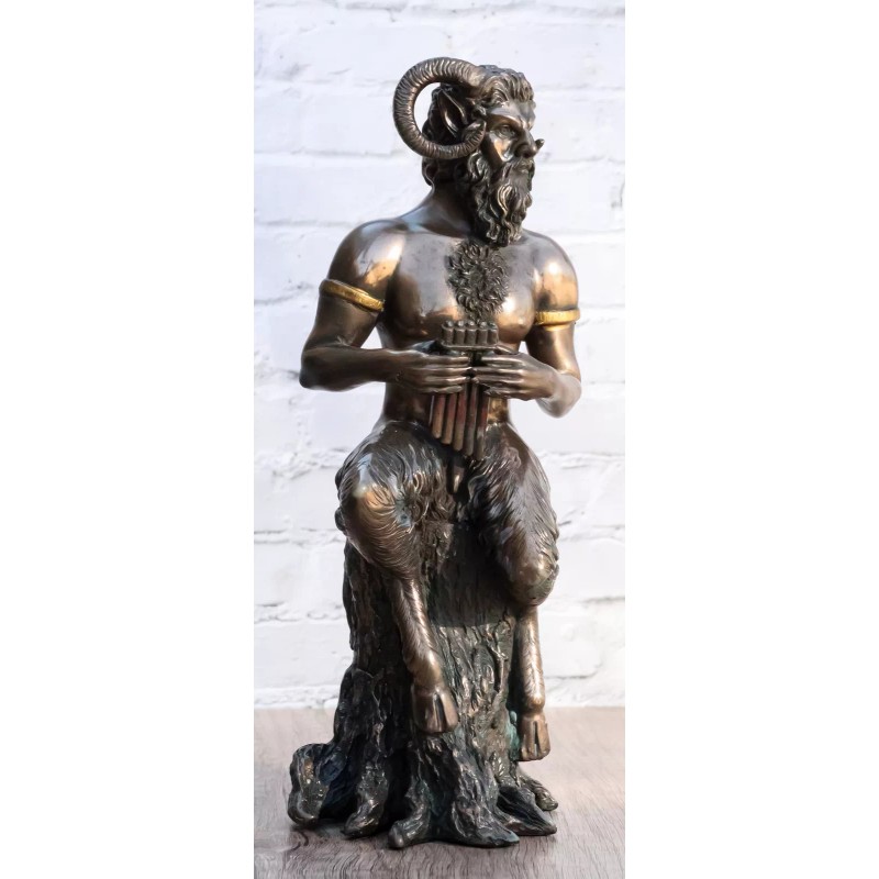Greek Romantic God Pan Playing Flute Statue Love and Lust